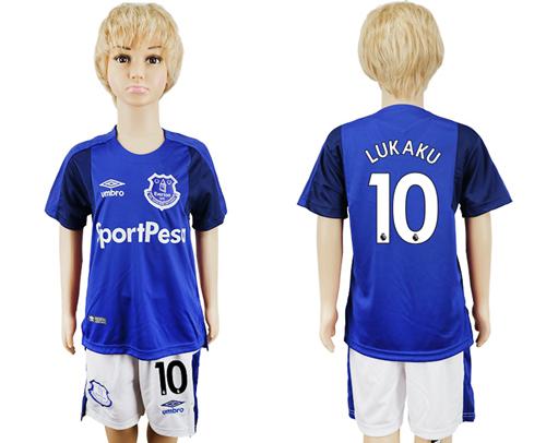 Everton #10 Lukaku Home Kid Soccer Club Jersey - Click Image to Close